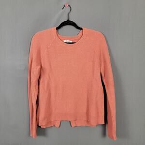 Madewell Textured Knit Cotton Blend Crewneck Pullover Sweater Dusty Pink